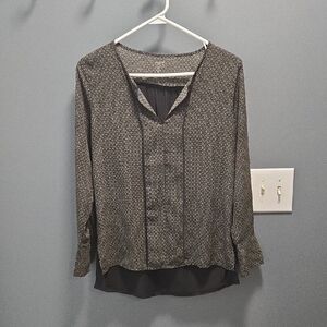 LOFT Green & Black Patterned Blouse